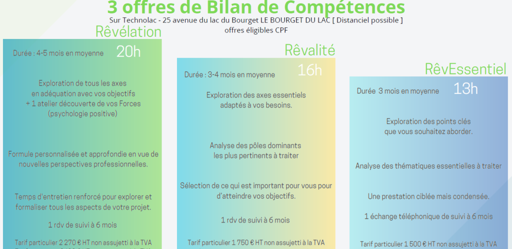 Offres Bilan de compétences RêvL'Toi